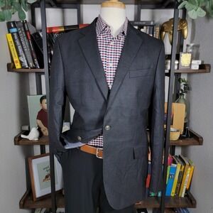 Stafford Men's Sport Coat Blazer Two Silver Button Solid Gray‎ Wool Classic 42L